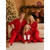 image:imageSWOMOG Family Pajamas Matching Set Long Sleeve Lounge Set Button Down PjsRed