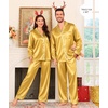 image:imageSWOMOG Family Satin Matching Pajama Set Long Sleeve Sleepwear 2 Pcs Pj SetGold