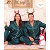 image:imageSWOMOG Family Satin Matching Pajama Set Long Sleeve Sleepwear 2 Pcs Pj SetStriped Dark Green
