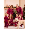 image:imageSWOMOG Family Silky Satin Pajama Set Long Sleeve Pj Set Button Dwon Loungewear 2 PCS Sleepwear Set1 Burgundy