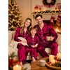 image:imageSWOMOG Family Silky Satin Pajama Set Long Sleeve Pj Set Button Dwon Loungewear 2 PCS Sleepwear Set1 Burgundy