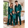 image:imageSWOMOG Family Silky Satin Pajama Set Long Sleeve Pj Set Button Dwon Loungewear 2 PCS Sleepwear Set1 Green