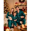 image:imageSWOMOG Family Silky Satin Pajama Set Long Sleeve Pj Set Button Dwon Loungewear 2 PCS Sleepwear Set1 Green