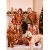image:imageSWOMOG Family Silky Satin Pajama Set Long Sleeve Pj Set Button Dwon Loungewear 2 PCS Sleepwear Set3 Burnt Orange