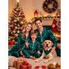 image:imageSWOMOG Family Silky Satin Pajama Set Long Sleeve Pj Set Button Dwon Loungewear 2 PCS Sleepwear Set3 Green