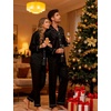 image:imageSWOMOG Family Silky Satin Pajama Set Long Sleeve Pj Set Button Dwon Loungewear 2 PCS Sleepwear SetBlack