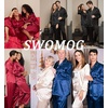 image:imageSWOMOG Family Silky Satin Pajama Set Long Sleeve Pj Set Button Dwon Loungewear 2 PCS Sleepwear SetChampagne