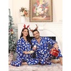 image:imageSWOMOG Family Silky Satin Pajama Set Long Sleeve Pj Set Button Dwon Loungewear 2 PCS Sleepwear SetPolar Blue Bear