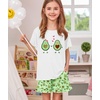 image:imageSWOMOG Girls Pajama Set Short Sleeve Tops amp Ruffled Shorts with Pocket 2 Piece Summer Pajamas for Kids Size 615Love Avocado