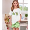 image:imageSWOMOG Girls Pajama Set Short Sleeve Tops amp Ruffled Shorts with Pocket 2 Piece Summer Pajamas for Kids Size 615Love Avocado