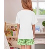 image:imageSWOMOG Girls Pajama Set Short Sleeve Tops amp Ruffled Shorts with Pocket 2 Piece Summer Pajamas for Kids Size 615Love Avocado