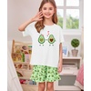 image:imageSWOMOG Girls Pajama Set Short Sleeve Tops amp Ruffled Shorts with Pocket 2 Piece Summer Pajamas for Kids Size 615Love Avocado