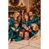 image:imageSWOMOG Matching Family Christmas Pajamas Set Silk Satin Button Down Sleepwear Festival Party Pj SetDark Green