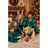 image:imageSWOMOG Matching Family Christmas Pajamas Set Silk Satin Button Down Sleepwear Festival Party Pj SetDark Green