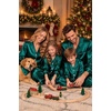 image:imageSWOMOG Matching Family Christmas Pajamas Set Silk Satin Button Down Sleepwear Festival Party Pj SetDark Green