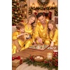 image:imageSWOMOG Matching Family Christmas Pajamas Set Silk Satin Button Down Sleepwear Festival Party Pj SetGold