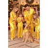 image:imageSWOMOG Matching Family Christmas Pajamas Set Silk Satin Button Down Sleepwear Festival Party Pj SetGold