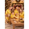 image:imageSWOMOG Matching Family Christmas Pajamas Set Silk Satin Button Down Sleepwear Festival Party Pj SetGold