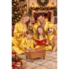 image:imageSWOMOG Matching Family Christmas Pajamas Set Silk Satin Button Down Sleepwear Festival Party Pj SetGold