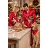 image:imageSWOMOG Matching Family Christmas Pajamas Set Silk Satin Button Down Sleepwear Festival Party Pj SetRed
