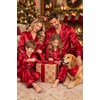 image:imageSWOMOG Matching Family Christmas Pajamas Set Silk Satin Button Down Sleepwear Festival Party Pj SetRed