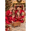 image:imageSWOMOG Matching Family Christmas Pajamas Set Silk Satin Button Down Sleepwear Festival Party Pj SetRed
