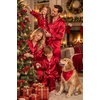 image:imageSWOMOG Matching Family Christmas Pajamas Set Silk Satin Button Down Sleepwear Festival Party Pj SetRed