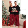 image:imageSWOMOG Matching Family Pajama Set Long Sleeve Christmas Pajama Button Down Holiday Sleepwear SetXmas Reindeerplaid