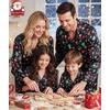 image:imageSWOMOG Matching Family Pajamas Set Silky Satin Christmas Pj Set Long Sleeve Button Down Sleepwear 2 Pcs Couple Matching SetBlack Chirstmas Pattern