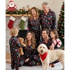 image:imageSWOMOG Matching Family Pajamas Set Silky Satin Christmas Pj Set Long Sleeve Button Down Sleepwear 2 Pcs Couple Matching SetBlack Chirstmas Pattern