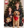 image:imageSWOMOG Matching Family Pajamas Set Silky Satin Christmas Pj Set Long Sleeve Button Down Sleepwear 2 Pcs Couple Matching SetBlack Chirstmas Pattern