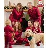 image:imageSWOMOG Matching Family Pajamas Set Silky Satin Christmas Pj Set Long Sleeve Button Down Sleepwear 2 Pcs Couple Matching SetBurgundy