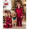image:imageSWOMOG Matching Family Pajamas Set Silky Satin Christmas Pj Set Long Sleeve Button Down Sleepwear 2 Pcs Couple Matching SetBurgundy