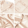 image:imageSWOMOG Matching Family Pajamas Set Silky Satin Christmas Pj Set Long Sleeve Button Down Sleepwear 2 Pcs Couple Matching SetChampagne