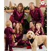 image:imageSWOMOG Matching Family Pajamas Set Silky Satin Christmas Pj Set Long Sleeve Button Down Sleepwear 2 Pcs Couple Matching SetDeep Wine Red