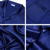 image:imageSWOMOG Matching Family Pajamas Set Silky Satin Christmas Pj Set Long Sleeve Button Down Sleepwear 2 Pcs Couple Matching SetNavy Blue