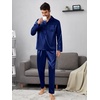 image:imageSWOMOG Matching Family Pajamas Set Silky Satin Christmas Pj Set Long Sleeve Button Down Sleepwear 2 Pcs Couple Matching SetNavy Blue