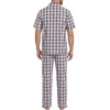 image:imageSWOMOG Mens 100 Cotton Pajama Set 2Pcs Button Down Pjs Set Short Sleeve Sleepwear with Long Pants Soft Stripe NightwearWhite Brown Plaid
