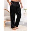 image:imageSWOMOG Mens Satin Silky Pajama Pants Soft Silk Long Pajama Bottoms with Drawstring amp Button Fly amp PocketsBlack