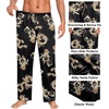 image:imageSWOMOG Mens Satin Silky Pajama Pants Soft Silk Long Pajama Bottoms with Drawstring amp Button Fly amp PocketsBlack Dragon