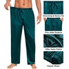 image:imageSWOMOG Mens Satin Silky Pajama Pants Soft Silk Long Pajama Bottoms with Drawstring amp Button Fly amp PocketsDeep Green