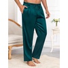 image:imageSWOMOG Mens Satin Silky Pajama Pants Soft Silk Long Pajama Bottoms with Drawstring amp Button Fly amp PocketsDeep Green