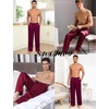image:imageSWOMOG Mens Satin Silky Pajama Pants Soft Silk Long Pajama Bottoms with Drawstring amp Button Fly amp PocketsDeep Wine Red