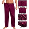image:imageSWOMOG Mens Satin Silky Pajama Pants Soft Silk Long Pajama Bottoms with Drawstring amp Button Fly amp PocketsDeep Wine Red