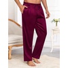 image:imageSWOMOG Mens Satin Silky Pajama Pants Soft Silk Long Pajama Bottoms with Drawstring amp Button Fly amp PocketsDeep Wine Red