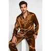 image:imageSWOMOG Mens Silk Satin Pajamas Set Long Sleeve Sleepwear ButtonDown Pj Twopiece Loungewear with Long Pants SXXLDark Brown