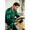 image:imageSWOMOG Mens Silk Satin Pajamas Set Long Sleeve Sleepwear ButtonDown Pj Twopiece Loungewear with Long Pants SXXLEmerald Green