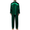 image:imageSWOMOG Mens Silk Satin Pajamas Set Long Sleeve Sleepwear ButtonDown Pj Twopiece Loungewear with Long Pants SXXLEmerald Green