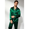 image:imageSWOMOG Mens Silk Satin Pajamas Set Long Sleeve Sleepwear ButtonDown Pj Twopiece Loungewear with Long Pants SXXLEmerald Green