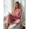image:imageSWOMOG Pajamas for Women Sets 2 Piece Button Down Printed Pjs Long Sleeve Tops and Pants Sleepwear Cute LoungewearRed White Plaid